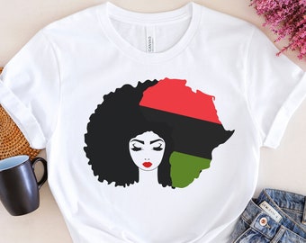 Melanin Shirt, Black Liberation Flag Shirt. Nubian Melanin Black Girl Shirt, Afro Woman Shirt, Black Queen Shirt