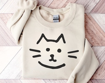 Cat Sweatshirt,Cute Cat Sweatshirt,Black Cat Shirt,Cat Peeking Sweatshirt,Womens Funny Sweatshirt,Gift for Cats Lover,Cat Mom Sweatshirt