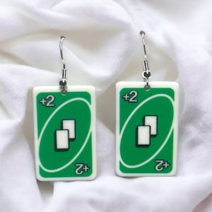 Cute Green Kidcore Uno Reverse Card Earrings - Depop
