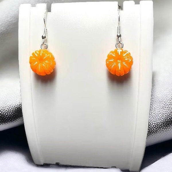 Mandarin Orange Drop Earrings, Fun Fruit Earrings, Birthday Gift for Daughter friend her Unique Cute Jewellery