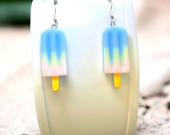 Ice Lolly Dangle Earrings: 925 Silver Hooks, Summer Fun Jewelry