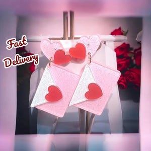Pendientes con letras de corazón de amor, bonito regalo, regalo de cumpleaños, pendientes llamativos, regalo para ella, regalo para una amiga, idea de regalo para una hija