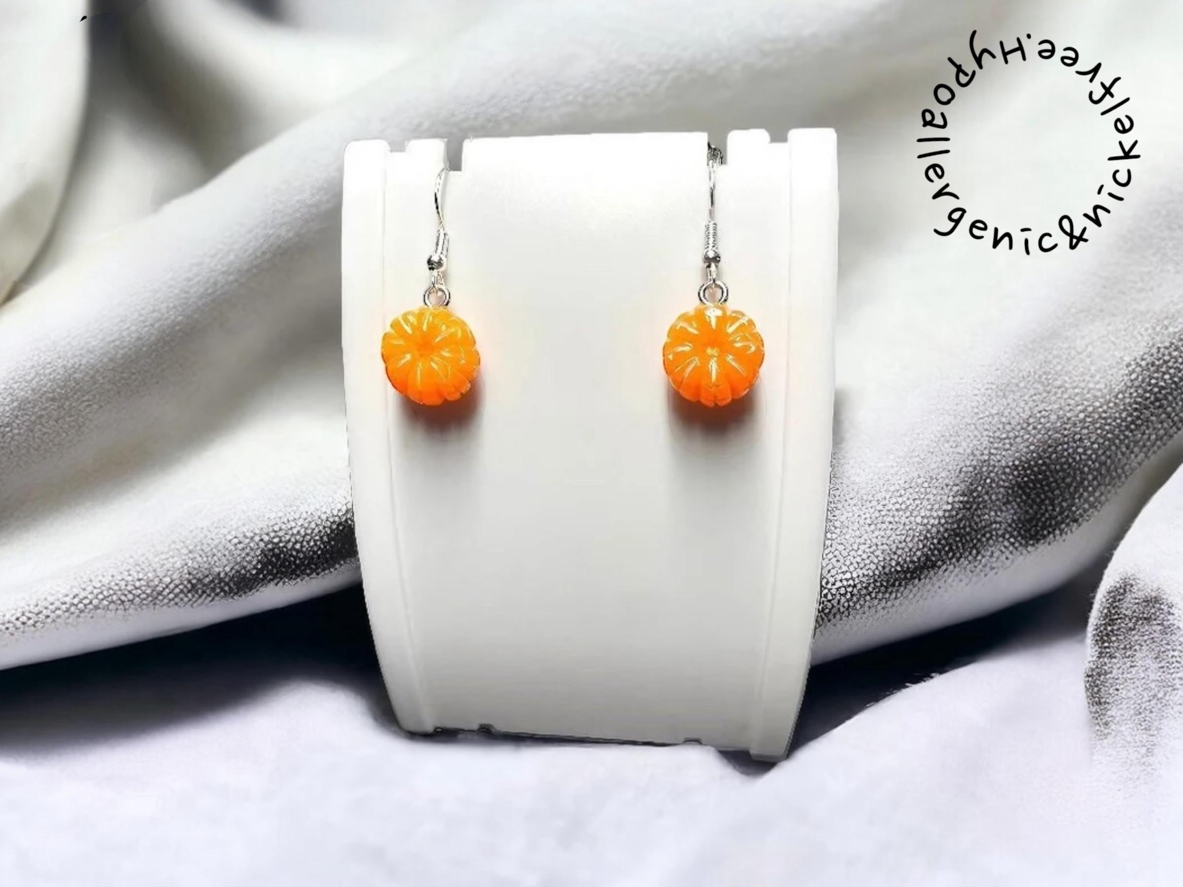 Mandarin Orange Drop Earrings, Fun Fruit Earrings, Birthday Gift for Daughter friend her Unique Cute Jewellery