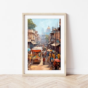 Indian Street Market Watercolor Art Print (Digital Download)