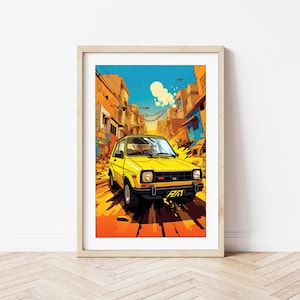 Pakistaanse gele Mehran - komische stijl Art Print