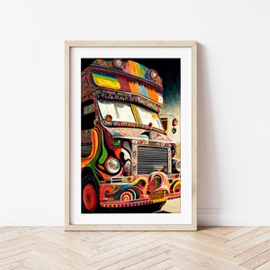 Pakistani Truck Art Digital Print, Modern South Asian Home Decor
