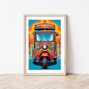 Pakistani Rickshaw - Digital Home Decor Wall Art, South Asian Art