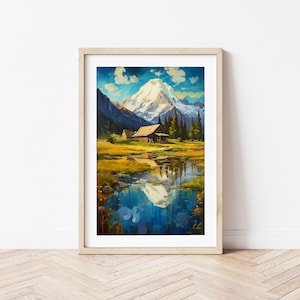 Surrealistische dromen van Nanga Parbat: digitale illustratie van sprookjesweiden in de Pakistaanse Himalaya