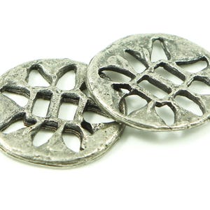 6 Stk Große Trachtenknöpfe  'Giorgina'  32 mm | altsilber