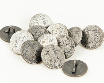 Paquete de 10 botones de monedas "Habsburgo" 14 mm | color hierro