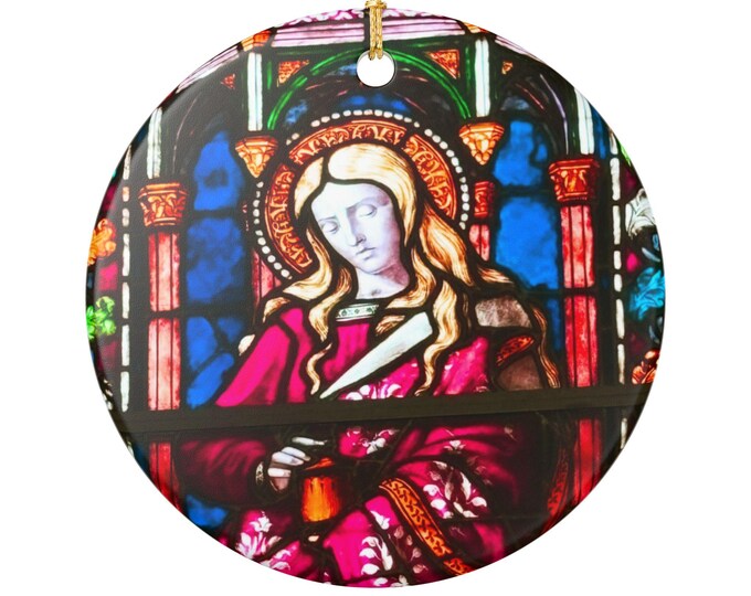 Stained Glass Maria Maddalena ornament, photograph from Prato, Italy
