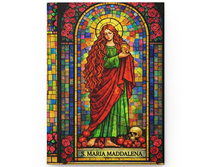 Saint Mary Magdalene stained glass hardcover journal Maria Maddalena "La luce splende nell'oscurita'"