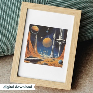 Retrofuturistic Wall Art 8 Pack 70s Retro Space Travel - Etsy