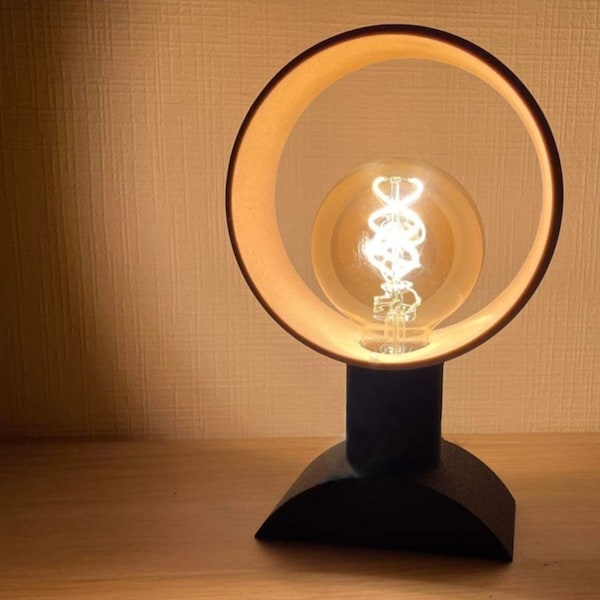 Lampe Art Déco - Musch - Lampe de table - Luminaire bois recyclé - Bois foncé, bois clair - lampe imprimée en 3D - lampe d'ambiance