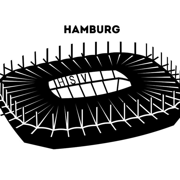Hamburg football stadium svg dxf, Hamburg laser cut file, glowforge file, Hamburg stadium wall art panel, football stadium cut file