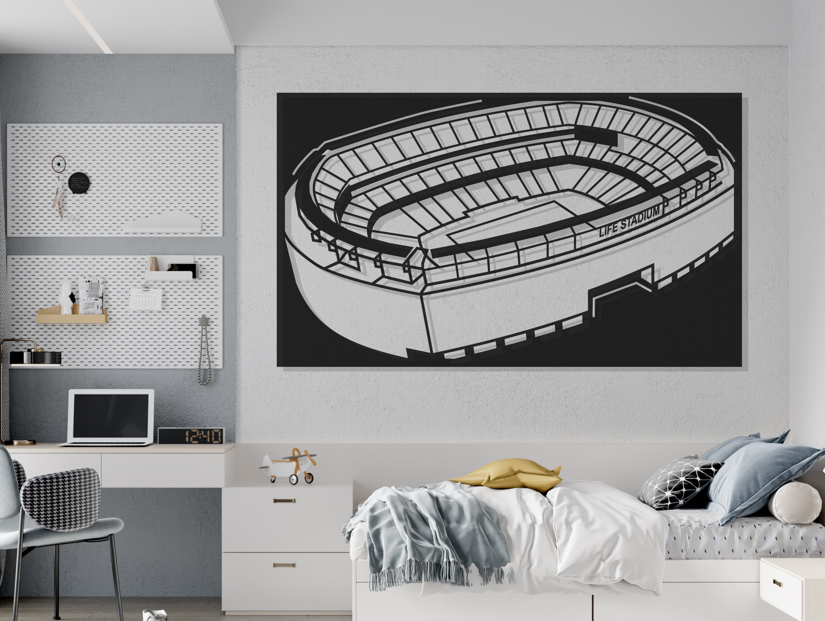 New York Football Stadium Laser Cut Football Wall Art Stadium Wall