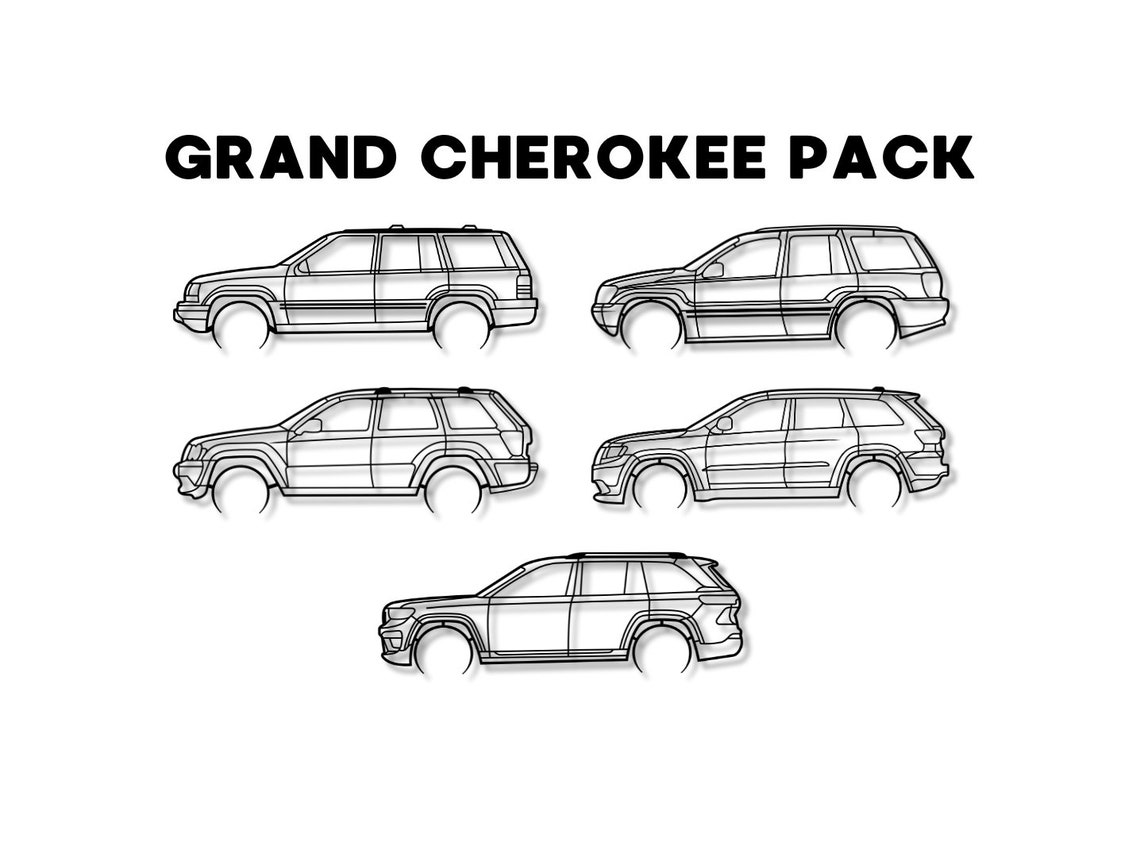Grand Cherokee Car Silhouette Pack, Grand Cherokee Bundle, Laser Cut