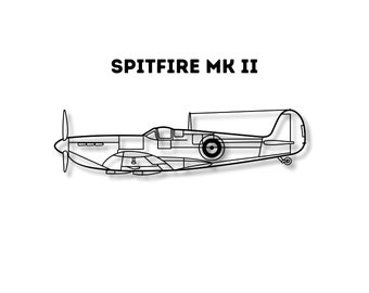 Spitfire laser cut silhouette, vector spitfire design, plane vector file