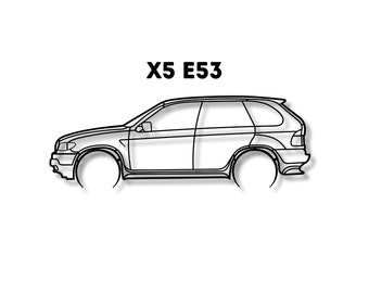 X5 E53 car silhouette, car dxf File, vector art, Car Laser cut, dxf files for plasma, dxf files for laser cutting