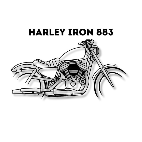 Harley Iron 883 motorcycle silhouette, laser cut motorcycle design