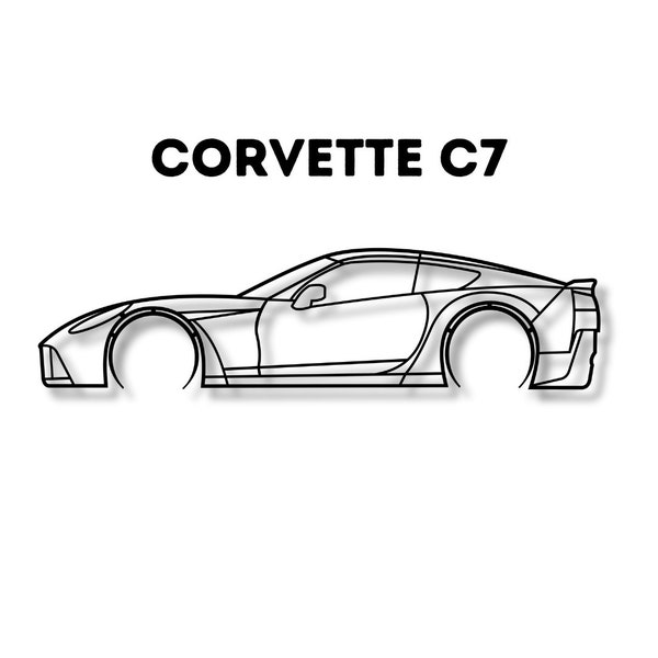 Corvette C7 car silhouette, car wall decor, car glowforge file, digital car design, vector car