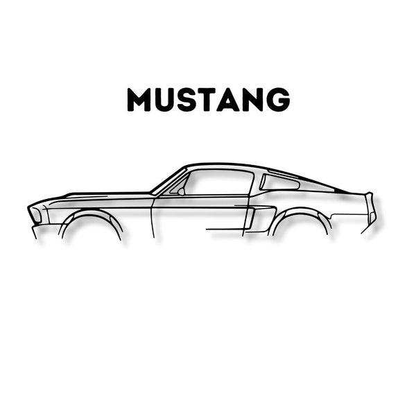 Mustang vintage car wall art, mustang car silhouette, laser cut car, glowforge car file