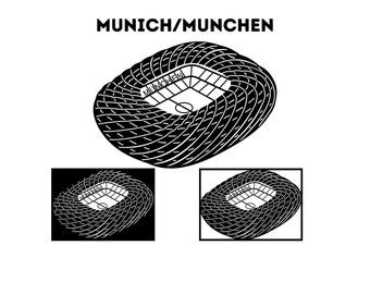 Munich Stadium silhouette template, cnc cutting digital, Munchen laser cut stadium template