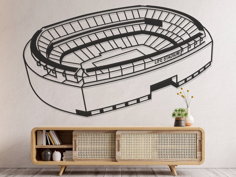 New York Football Stadium Laser Cut Football Wall Art Stadium Wall