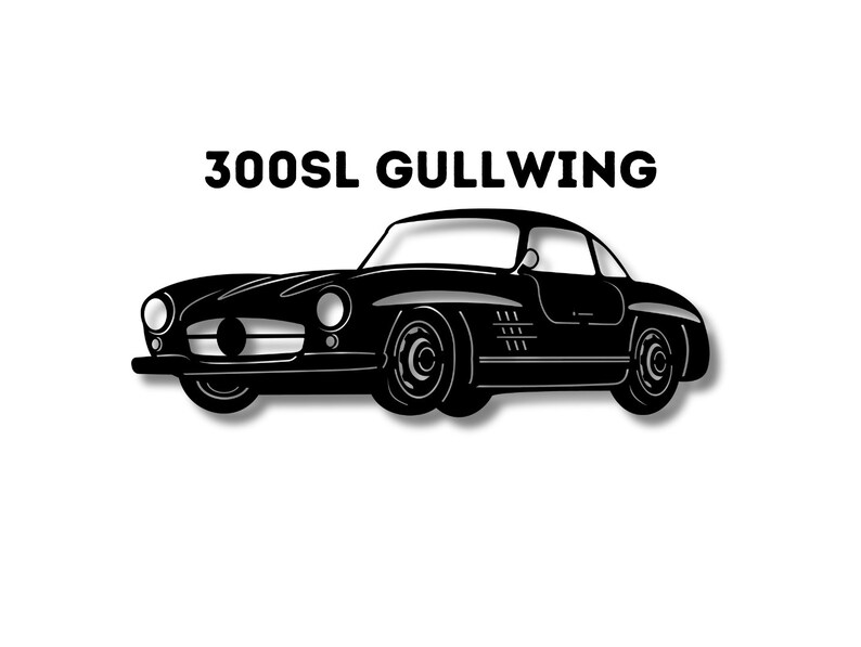 300SL Gullwing Silhouette Laser Cut Car Car Decor Vector Etsy