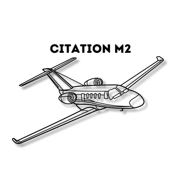 Citation M2 laser cut aircraft silhouette, vector airplane design