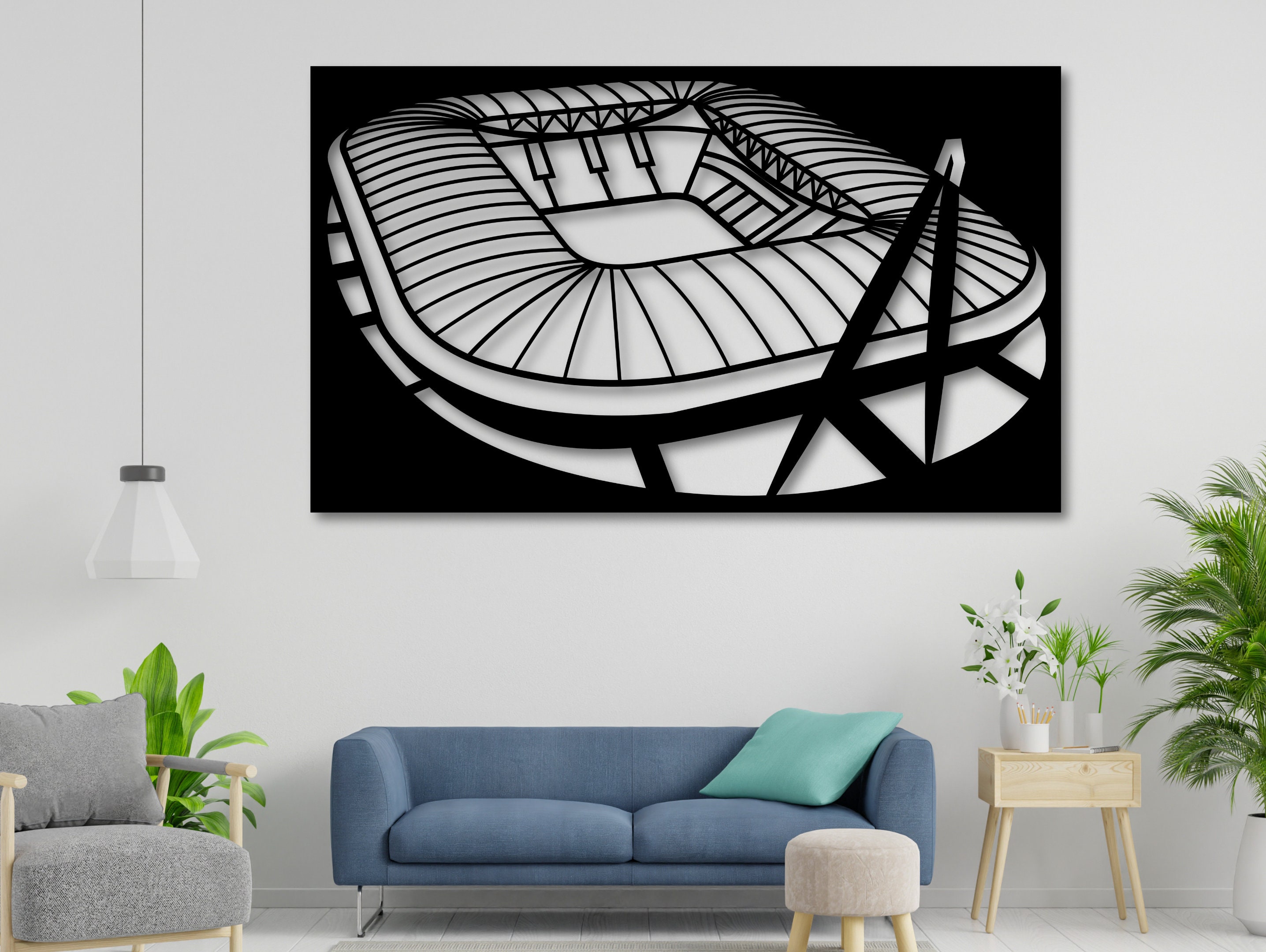 Turin Stadium Laser Cut Dxf, Football Stadium Wall Decor, Svg Laser