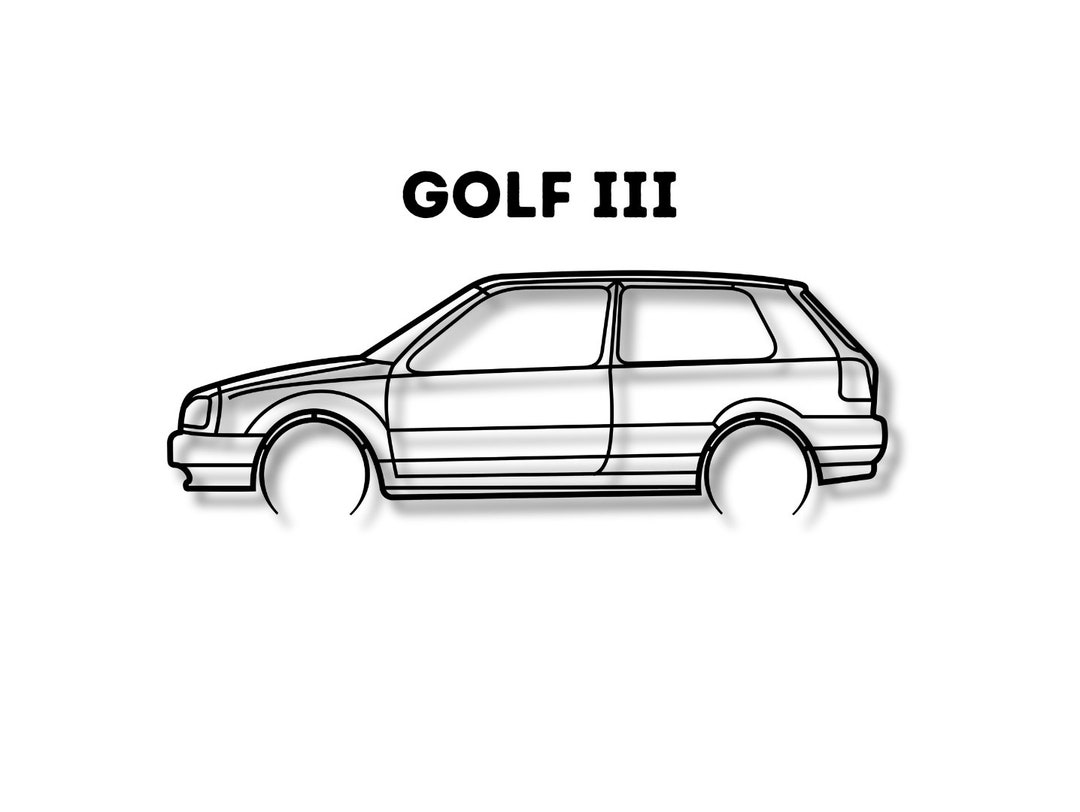 Golf III DXF SVG Car Silhouette, Laser Cut Car, Car Wall Decor, Car ...