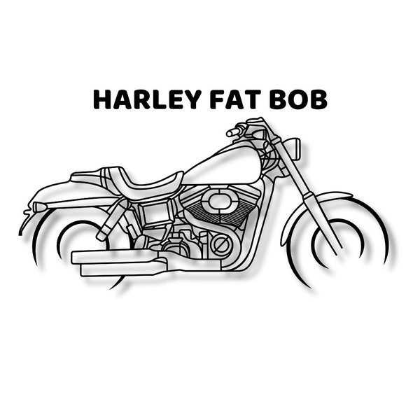 Harley Fat Bob silhouet, motorfiets laserbestand, vector moto ontwerp