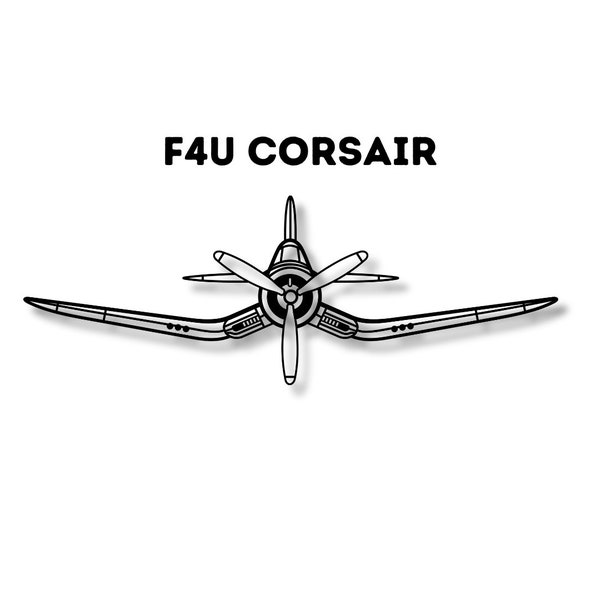 F4U Corsair aircraft silhouette, laser cut airplane file, vector aviation design, plasma cut aircraft stencil