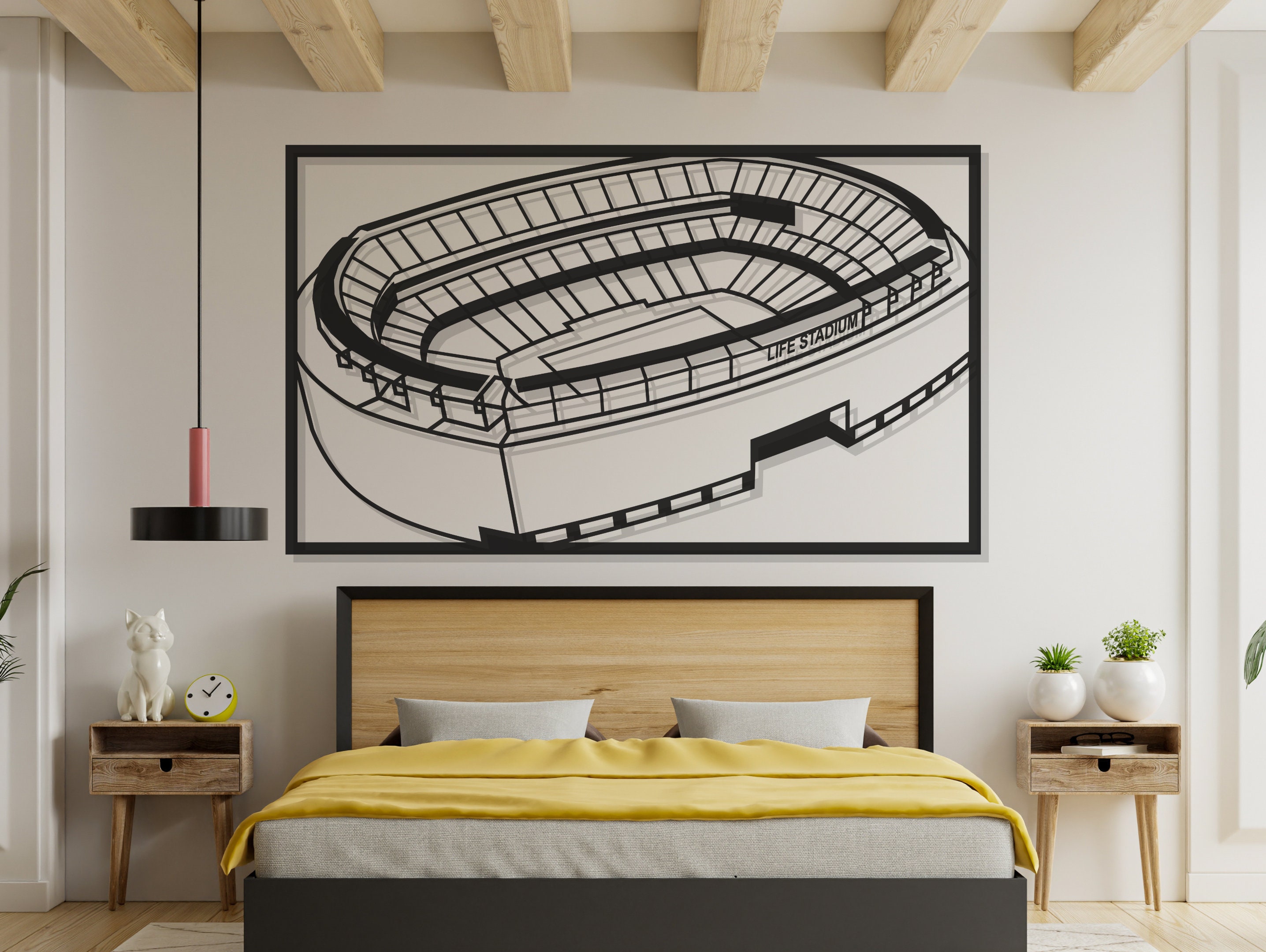 New York Football Stadium Laser Cut Football Wall Art Stadium Wall