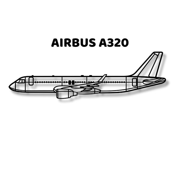 Airbus A320 silhouette, aeroplane laser file, jet vector file, cricut file