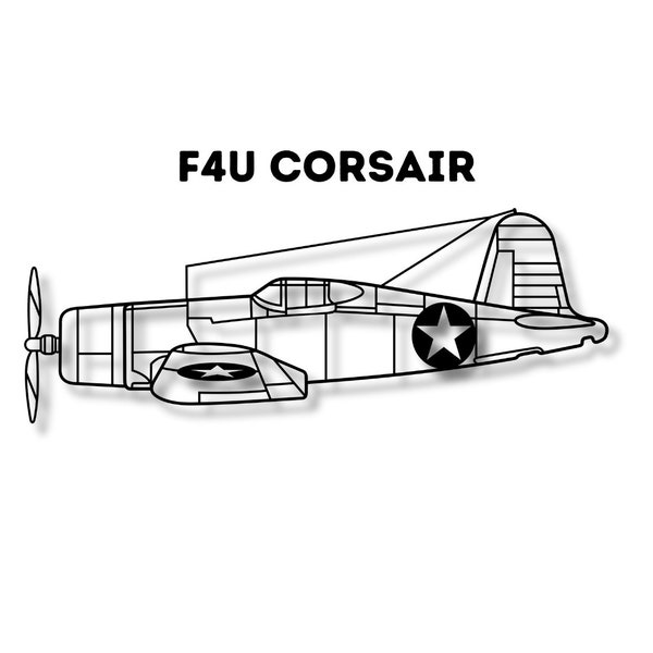 F4U Corsair laser cut aircraft silhouette, vector airplane design, jet fighter svg glowforge file