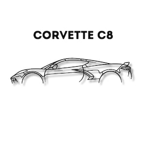 Corvette C8 car silhouette, laser cut car file, car vector file, car design