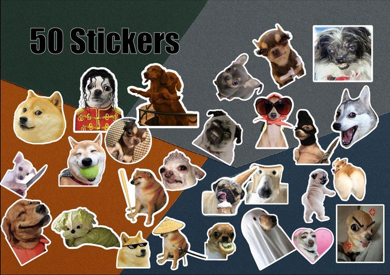 Sticker Hund 50 Lustige Hunde Sticker Set - Meme Aufkleber Mit Chihuahua, Shiba ...