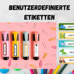 Namensaufkleber Personalisiert - Etiketten wasserdicht spülmaschinenfest - Aufkleber mit Motiv für Schule、幼稚園、ビューロ