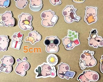 50 Capybara Sticker – Lustige süße Aufkleber – Wasserdicht Glossy oder Matt – Laptop Deko – Tiere Sticker – Funny Animal Stickers