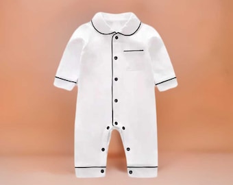 Unisex Baby Cotton Pajamas Long White