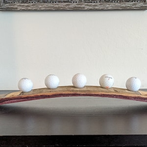 Golf Ball Display Holder, Wine Barrel Golf Ball Holder, 5 Ball Golf Ball Display Holder, Wine Stave Golf Ball Holder, Golf Gift for Dad