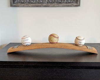 3 Baseball Wine Barrel Display, Baseball Display Case, Baseball Display Case, Baseball Holder, Baseball Collector, Baseball Fan Gift