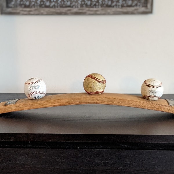 3 Baseball Wine Barrel Display, Baseball Display Case, Baseball Display Case, Baseball Holder, Baseball Collector, Baseball Fan Gift