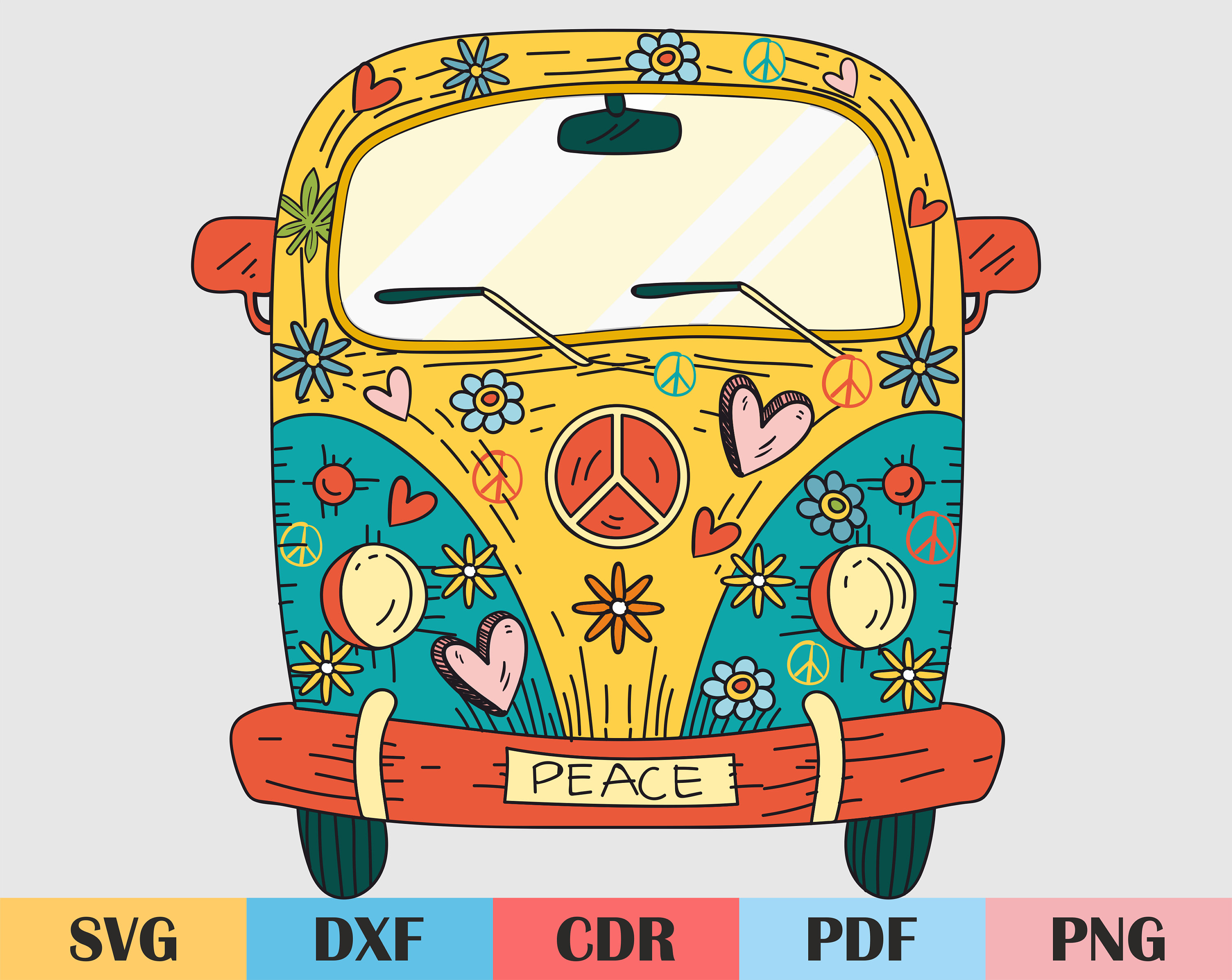 Hippie Van Svg Hippie VW Van Wall Art Svg Instant Etsy