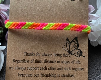 Friendship Bracelet, Bright Colors Friendship Bracelet, Handmade, Knotted Bracelet, Embroidery floss, Pink, Yellow , Orange Color
