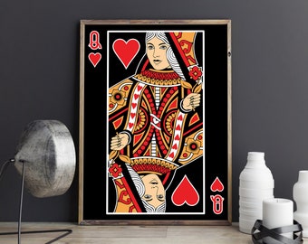 Arte de la Reina de Corazones: Decoración para la Sala de Póker (Descarga digital)