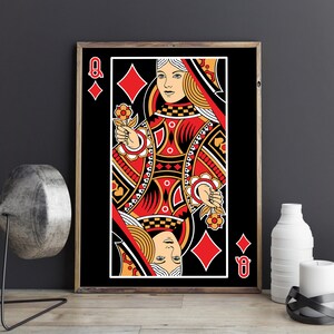 Queen of Diamonds Art Print: Poker Room Decor (Digital Download)