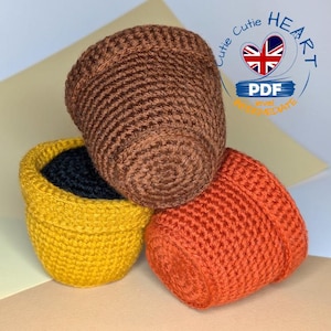 Amigurumi Plant Pot Crochet Pattern - Instant PDF Download - Cute Plant Pot Pattern - DIY Crochet Project
